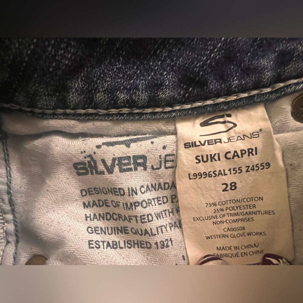 Silver Women's Jeans Suki Capri Size 28 Blue Wash Handcrafted Imported Canadian - Picture 8 of 10